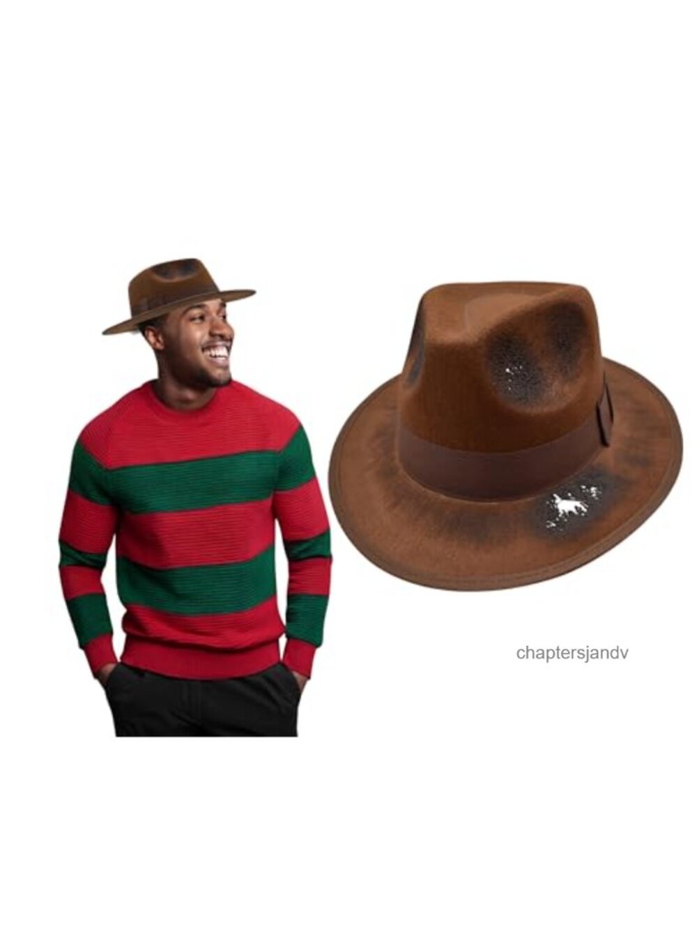 Burned Tattered Brown Fedora Horror Costume Accessory One Size